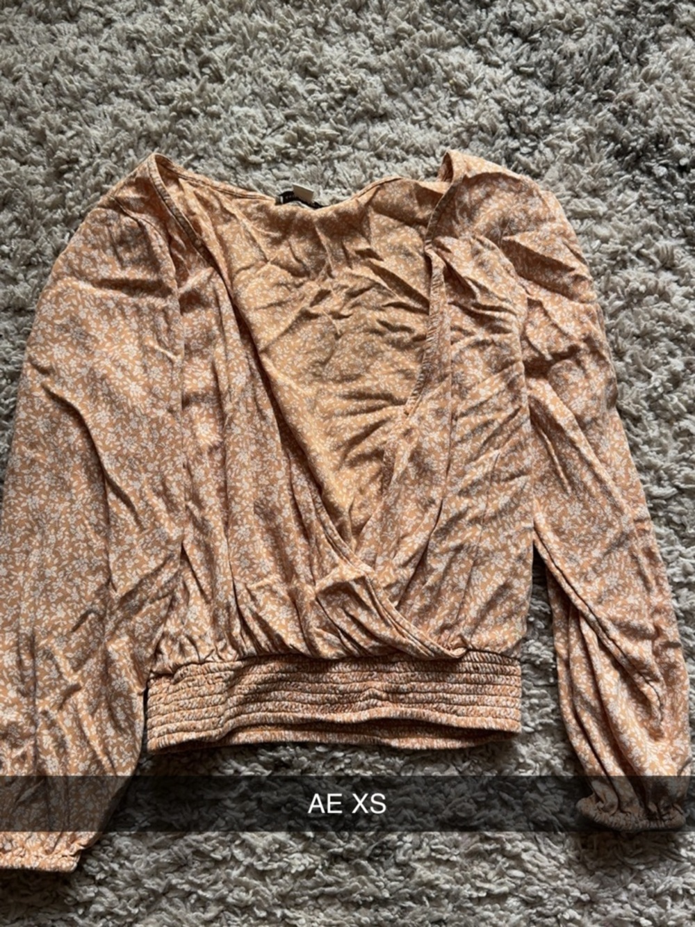 American Eagle Outfitters Peach Floral Wrap Top